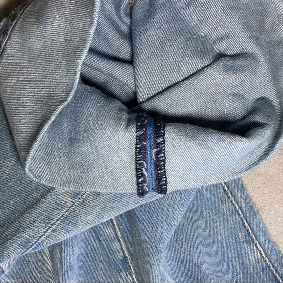 ALICE + OLIVIA Baggy Denim Cargo mid rise Jeans light Blue Wash selvedge Sz 28 - Picture 8 of 9